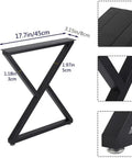Beefy 28 Inch Metal Desk Legs Set Of 2 Heavy Duty Industrial Black Z Shape with dimensions and close-up details of finish.