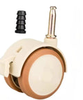 Heavy Duty Soft Rubber Caster Wheels Set Of 4 With 360 Degree Swivel And Snap Lock Brakes, beige and brown wheel with locking feature.