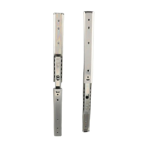 Two Pack 200mm Three Section Full Extension Drawer Slides featuring smooth gliding for cabinet access, metal construction.