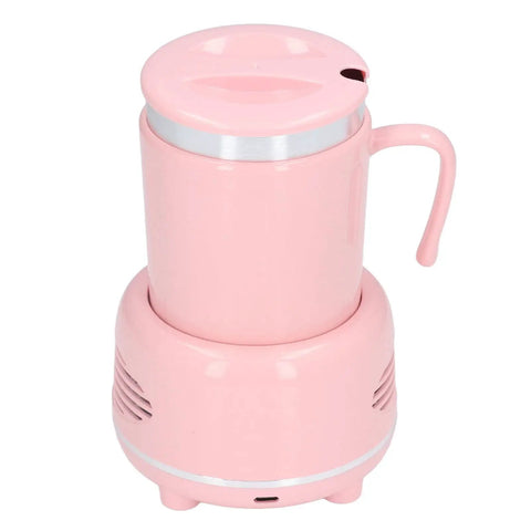 Electric Coffee Mug Warmer And Ice Cold Chiller With Dual Mode Temp Control Aluminum Desktop Heated Coaster USB Powered Drink Stand Keep Your Sip Fresh For The Daily Grind Pink, portable cup warmer with lid and handle.