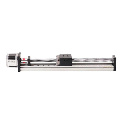 Rock-Solid Motion CNC Linear Guide Stage Rail And Ball Screw Slide Table with Nema 23 Motor Module, aluminum 350mm travel, side view