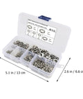 Premium Stainless Steel Lock Washers Set 350 Pcs Assortment For Screws And Bolts In A Handy Plastic Box with compartments
