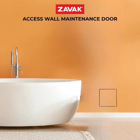 Tough As Nails 9 8 Inch Square Access Panel With Tile Ready Cover and Snug Magnetic Latch No Sweat DIY Install For Hidden Utility Passages Heavy Duty Steel Build in a modern bathroom setting.