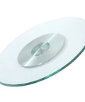 Heavy Duty Tempered Glass Lazy Susan Turntable For Dining Table 39 Inch Round Serving Tray with durable aluminum alloy base.