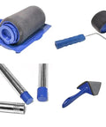 Pro Quality Paint Roller Brush Set With Slick Leakproof Grip And Deep Paint Reservoir For Clean Wall Trimming And Hassle Free Diy Room Refreshes That Roll Out Smooth, showing roller, frame, and tray components.