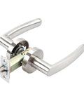 Sturdy Zinc Alloy Door Handle Lock Cylinder with Three Pole Ball Mechanism, silver finish, fits 35-50mm doors, interior use