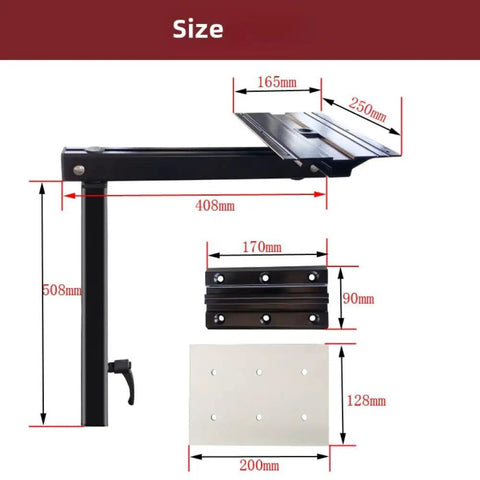 Rotating Aluminum Table Legs For RV Campers dimensions illustration showing size details 408mm height 250mm width.