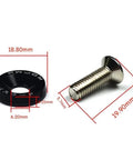 Red 20 Piece Set Bumper Fender Washer Kit For Engine Bay Dress Up Bolts And Fasteners M6 CNC Aluminum Anodized For Cars And Motorcycles To Upgrade Exterior Look And Durability Dope Finish close-up of a washer and bolt with measurements.