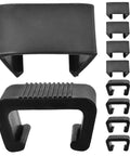 Outdoor Patio Wicker Furniture Clips Set For Rattan Sofas, Sectional Fasteners And Connectors, 10 Pack, black plastic clips in detail