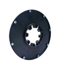 Heavy Duty Air Compressor Roller Coupling Connector with circular design, featuring secure locking holes and sturdy construction.