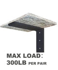 Heavy Duty Hidden L Shelf Bracket Set 2 Pack 16 Inch By 6 Inch By Two And A Half Inch Thick Metal Countertop Support Brackets For Quartz Granite Wood Concrete And Laminate Countertops Black supporting 300lb load