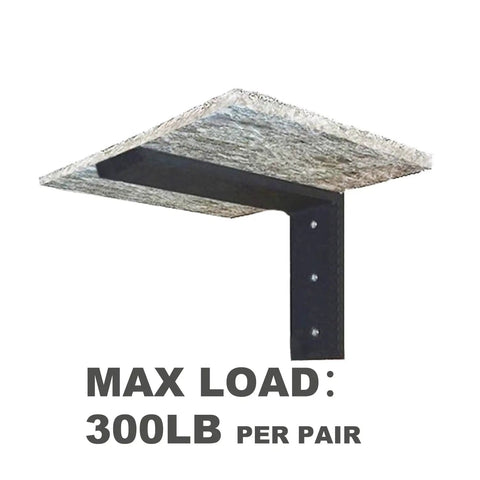 Heavy Duty Hidden L Shelf Bracket Set 2 Pack 16 Inch By 6 Inch By Two And A Half Inch Thick Metal Countertop Support Brackets For Quartz Granite Wood Concrete And Laminate Countertops Black supporting 300lb load