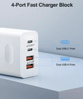 Two Pack 40W USB C Wall Charger All-in-One 4-Port Fast Charging Block With Dual USB C And USB A Ports Power Delivery 3.0 And Quick Charge Multiport Brick Wall Plug For IPhone 17 16 15 14 13 12 11 Pro Max Ipad Samsung, white
