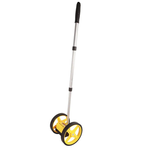 Xixian Double Wheel Measuring Tool Accurate Gear System for Distance with aluminum handle and yellow wheels.