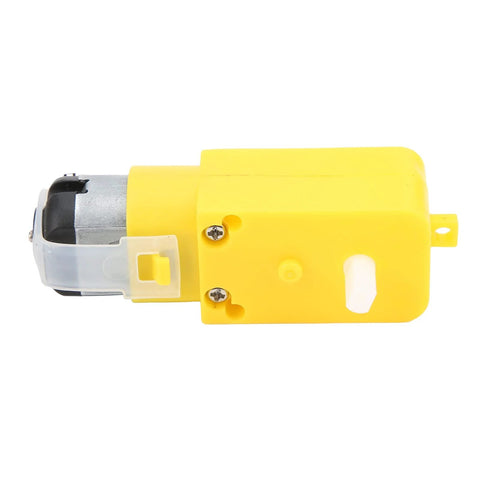 Yellow TT geared motor module with clear plastic shield for DIY robot car projects