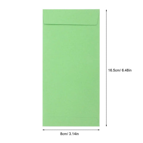 60 Pack Green Kraft Paper Coin Envelopes Self Seal With Double Adhesive Vintage Style, showing size dimensions 16.5x8cm.