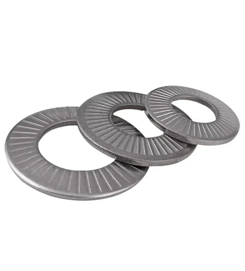 Conical Disc Spring Cup Washers 304 Stainless Steel Set Heavy Duty Three Eighths Inch Size Ten Pack With Narrow Medium And Wide Edges Corrosion Resistant Gasket Pack For Machinery And DIY Projects, three washers