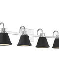 Bette LED Vanity Light Four Light Fixture With Sleek Polished Nickel Finish And Matte Black Shade For Dope Modern Bathrooms