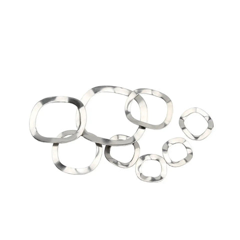Heavy-Duty Wave Washer Set 304 A2 Stainless Steel Three-Wave Spring Washers Assortment Kit M3 To M27 For Screws And Bolts DIY Ready For Home Shop Factory Maintenance Outdoor Projects, assorted silver washers