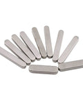 Round Ended Feather Key Drive Shaft Parallel Keysteel A2 Stainless Steel M4 Ten Piece Set In 4x4x18mm Size arranged in a fan shape