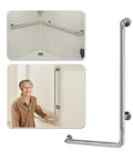 Heavy Duty Stainless Steel Shower Grab Bar For Seniors And Handicap Bathrooms, 24 Inch By 36 Inch L Shaped Wall Mount Hand Rails