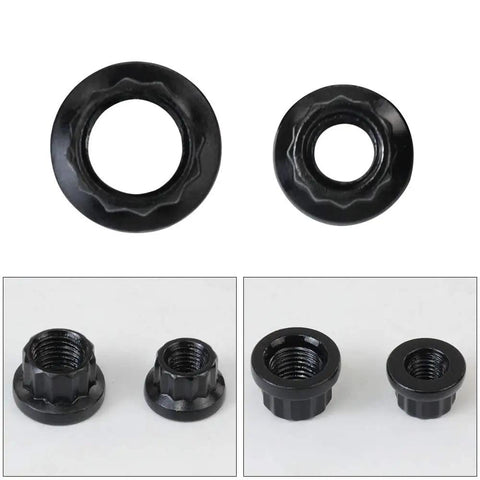 Close-up of black nuts from 12 Point Cylinder Head Studs Kit With Bolts And Nuts For Chevy LS Engines 4.8L 5.3L 5.7L 6.0L LS1 LS6 LQ9