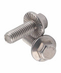 M6 Flange Bolts 304 Stainless Steel Hex Screws 5 Lengths For Furniture And Industrial Builds Heavy Duty Fasteners No Washer Needed DIY Pro Gear 16 To 35 Mm close-up of two stainless steel hex flange bolts.