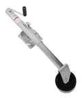 Heavy Duty 1500 Lb Trailer Jack With 6 Inch Dual Wheels Adjustable Swivel Base and galvanized steel construction.