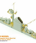 Zeppelin Brass Mast Drop In Upgrade Set For Trumpeter No 05627 With 16 Turned Brass Parts, 1 Photo Etch Sheet, And A4 Instructions