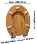Heavy Duty Solid Wood Elongated Toilet Seat With Smooth Soft Close Lid Quick Release Hardware And Nonslamming Design dimensions 35cm width 42cm length.