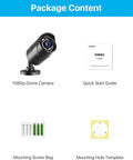 Package contents including Dope Crystal Clear 1080P 1920TVL Outdoor Indoor Security Camera Bullet 4 In 1 TVI CVI AHD CVBS Hybrid