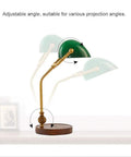 Adjustable Rope Switch Retro Table Lamp With USB Charging Ports Green Glass Shade Vintage Style Desk Light with wooden base