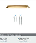 Champagne Bronze Cup Pulls 3 Inch Center To Center with included installation screws and hardware.