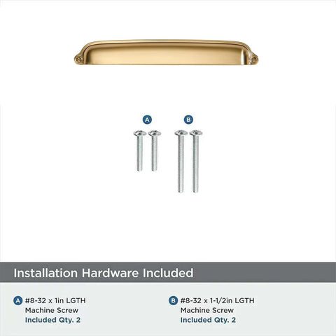 Champagne Bronze Cup Pulls 3 Inch Center To Center with included installation screws and hardware.