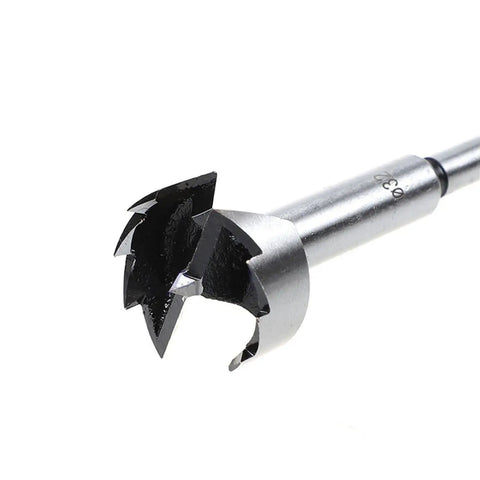 Sweet Setup 16 Piece Forstner Drill Bit Set Nailed It Precision Hole Cutters, close-up view of a flat bottom drill bit, steel material.