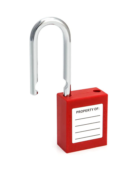 Red Lockout Safety Padlocks Set Of 2 With 4 Keys One Worker One Lock One Key Policy Writable Label Non Conductive Thermoplastic Open