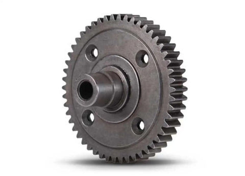 Heavy Duty Steel 50-Tooth Spur Gear, 0.8 Metric Pitch, 32-Pitch Compatible for RC Cars, angle view