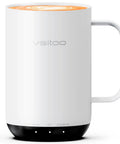 Smart Self Heating Coffee Mug With AI Temp Control And 20 Oz Capacity showing white ceramic design with heart latte art on top.