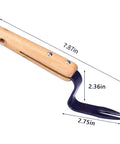 Root Lifter Weeding Tool For Lawn And Yard Hand Weeder With Angled Head For Easy Weed Removal And Deep Root Digging Stainless Rust Proof Steel Yard Tool For Tough Weeds with wooden handle and precise measurements.