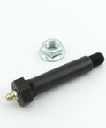Heavy Duty Trailer Shackle Bolts With Grease Zerks And Lock Nuts 9/16 X 3 1/2 Inches 4 Pack for Leaf Spring Suspension showing a black shackle bolt and nut.