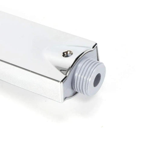 Close-up of Tankless Water Heater On Demand 6500W 220V Instant Hot Water for Bath and Shower, wall mount connector detail