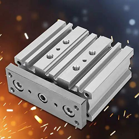 Three Rod Double Acting Air Cylinder Aluminum Alloy Pneumatic Cylinder With 20mm Bore And 20-100mm Stroke Full Hard Oxidation Finish