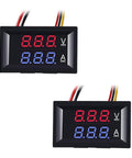 2-Pack 0.28 Inch LED Voltmeter Ammeter Dual Display Digital Multimeter For DC Power 0 To 100V 10A With Red And Blue Readouts