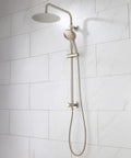 Brushed Nickel Shower System With Adjustable Slide Bar And 10 Inch Rain Shower Head Plus Handheld Spray, Dual Shower Head Set