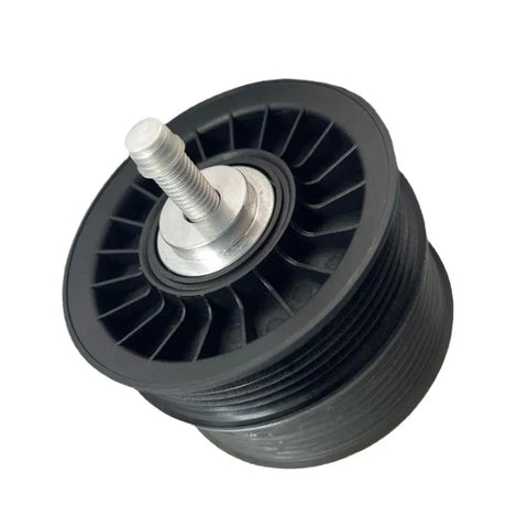 Smooth supercharger double pulley drive belt idler for M113K engines, featuring metal center and rubber exterior, compatible with CLS55 SL55 S55 G55.