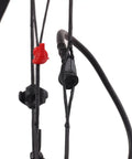 Close-up of Lightweight Rubber Peephole Tube Replacement For Compound Bow String Systems attached to bow string.