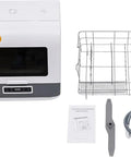 Smooth Operator Countertop Dishwasher With Three Reliable Wash Cycles Heated Dry Setting And Rotating Spray For Sparkling Dishes, includes rack and hose.