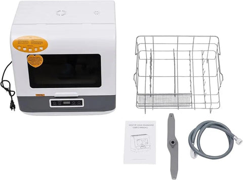 Smooth Operator Countertop Dishwasher With Three Reliable Wash Cycles Heated Dry Setting And Rotating Spray For Sparkling Dishes, includes rack and hose.