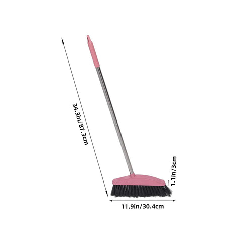 Long Handle Broom With Dense Stiff Bristles Heavy Duty Floor Sweeper Built For Yards Driveways Garages Low Bend Build with measurements.