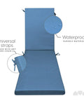 Memory Foam Outdoor Chaise Lounge Cushion With Waterproof And Washable Cover In Blue Ultra Plush Pad For Patio Deck Or Lawn